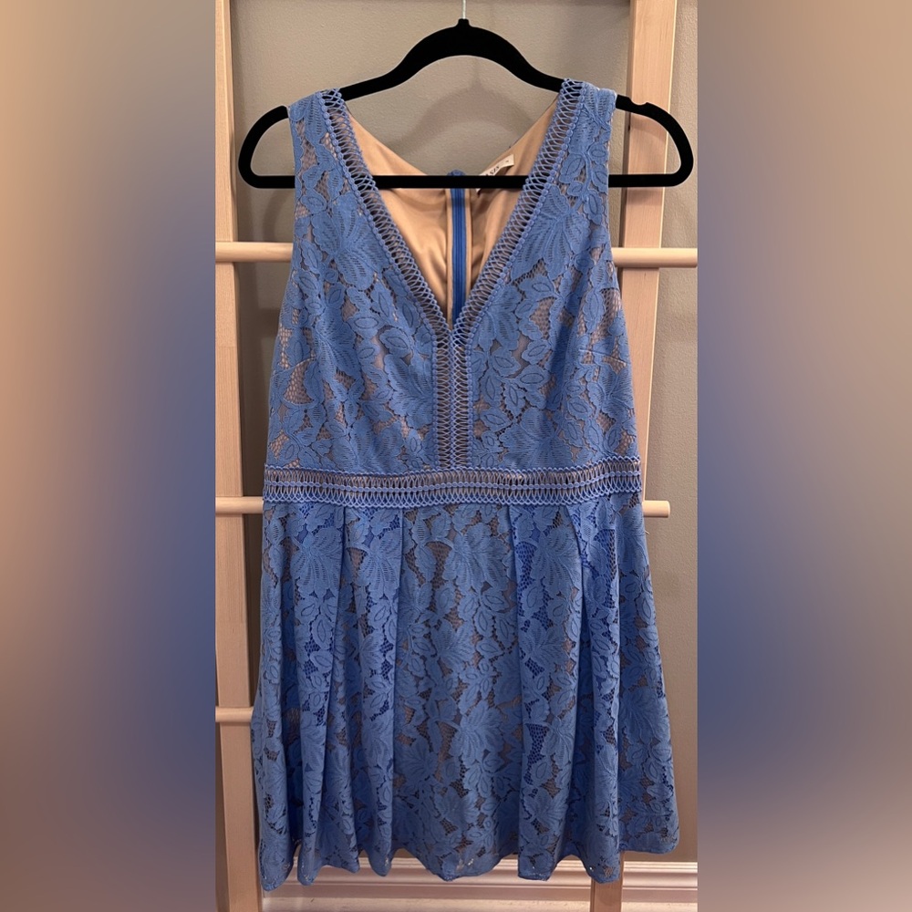 Oasis Light Blue Crochet Dress